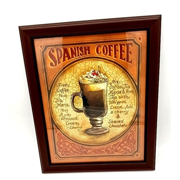Spanish Coffee Recipe 13X16 Framed Print Coffee Bar Decor - Picture 1 of 6